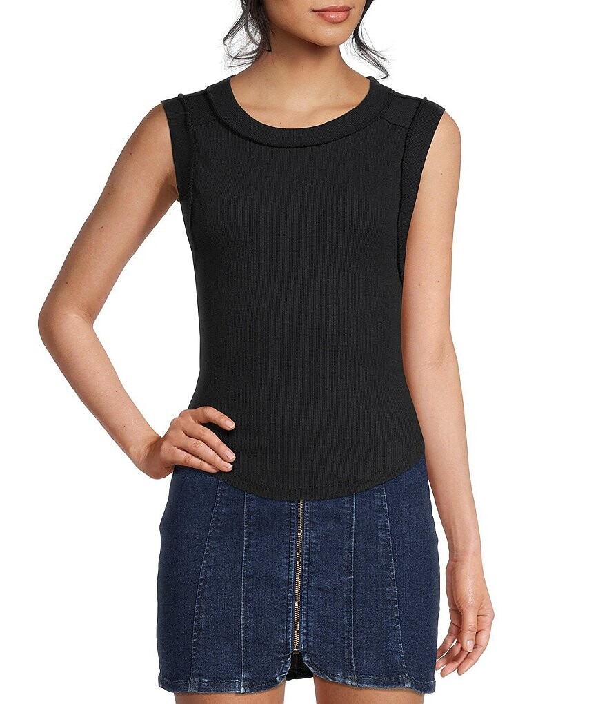 

Майка без рукавов Free People Kate Knit с круглым вырезом, черный