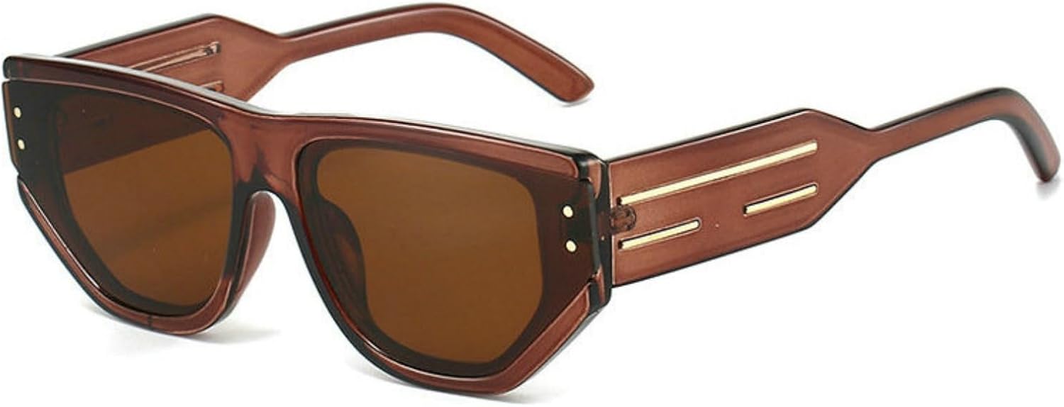 

Винтажные солнцезащитные очки COTIA в стиле панк с квадратным щитом, модные очки «кошачий глаз» для женщин и мужчин, с широкими дужками, для активного отдыха и путешествий, Tea