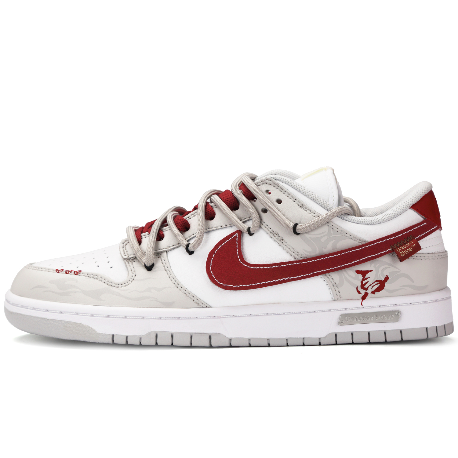 

Nike Кроссовки для скейтбординга Dunk Riding The Flames And Chasing The Wind, устойчивые к истиранию, низкие, унисекс, красный серый