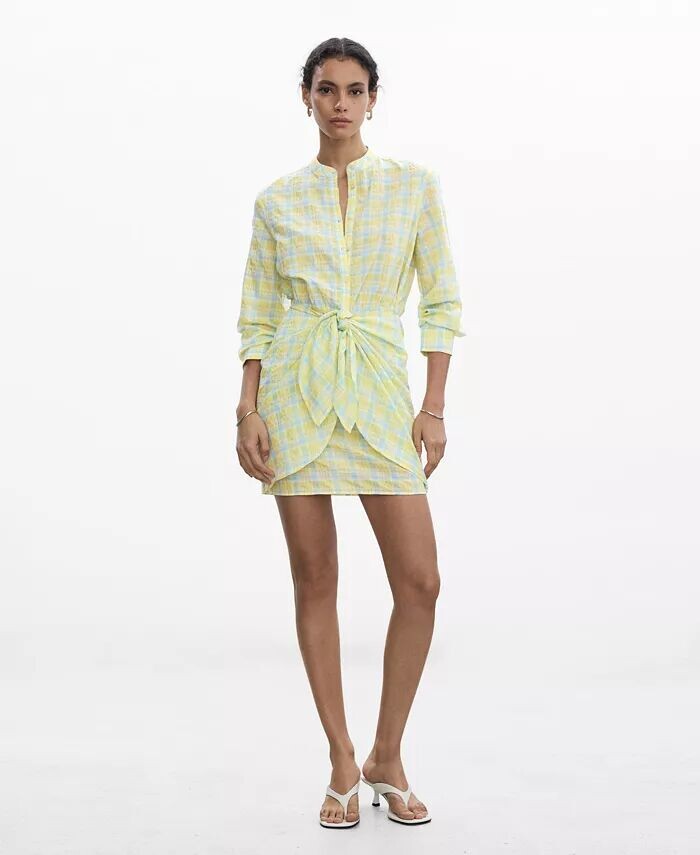 

Женское платье с бантом в клетку MANGO, желтый