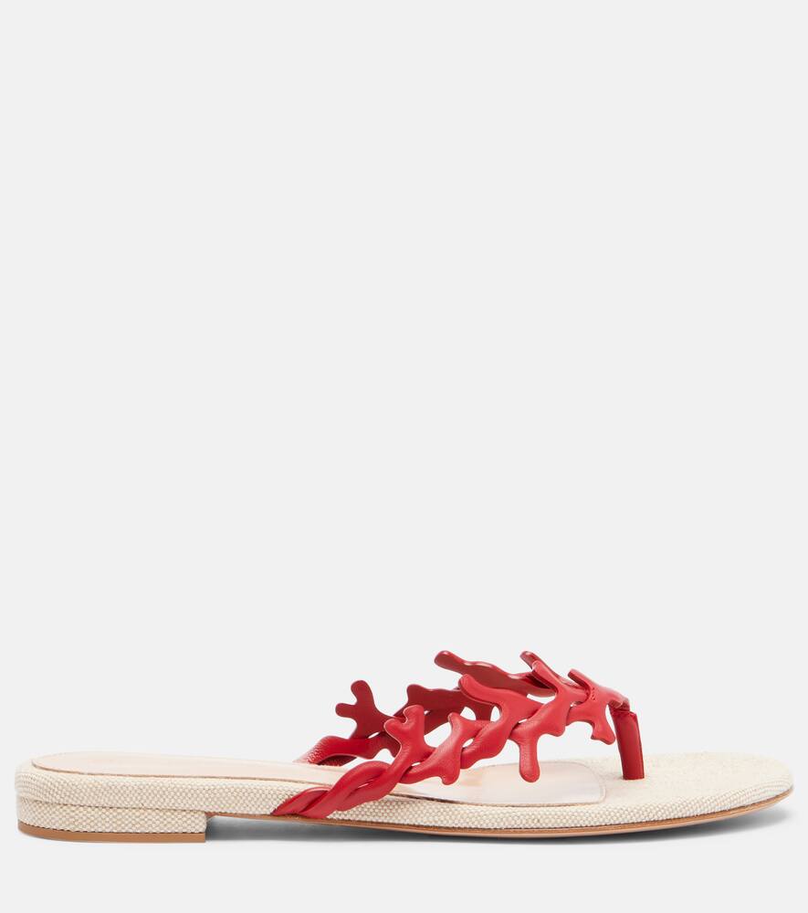 Кожаные сандалии на тонкой подошве Gianvito Rossi, Tabasco Red + Naturale — фото 4