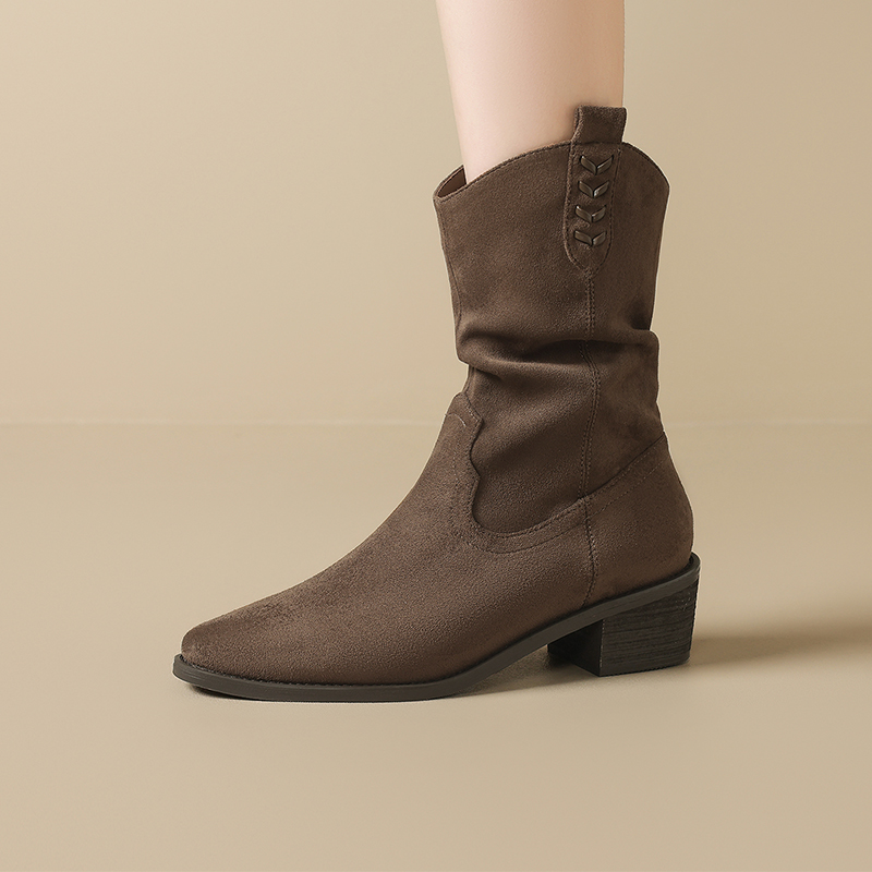 FIVE PLUS Женские полусапожки на каблуке 5 см цвета хаки, цвет Khaki — фото 3