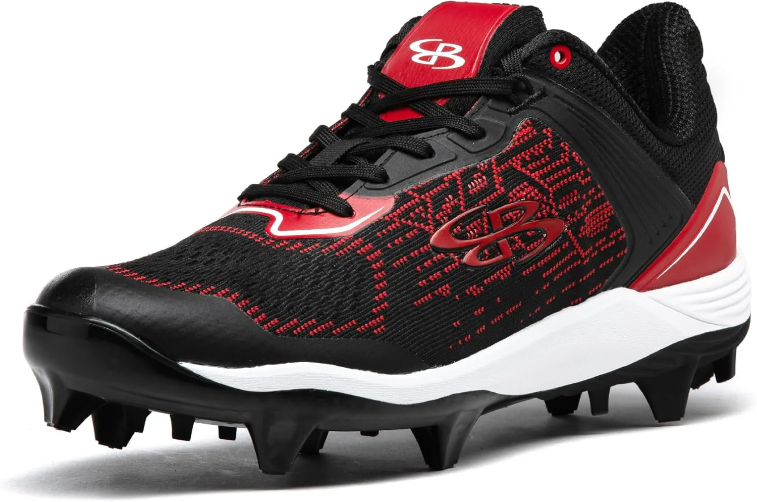Мужские бутсы Boombah Viper Pureknit с литой подошвой - Status - Разные цвета - Разные размеры, черный/красный — фото 2