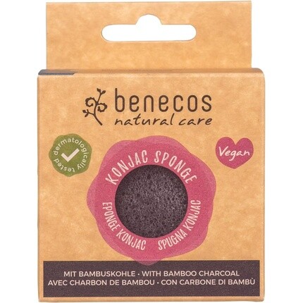 

Benecos Natural Cosmetics Губка из конжака, черный бамбук, 100% биоразлагаемая