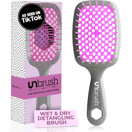 

Расческа для волос Heat Unbrush Wet & Dry с вентиляцией, распутывающая волосы, лавандовый/серый Fhi