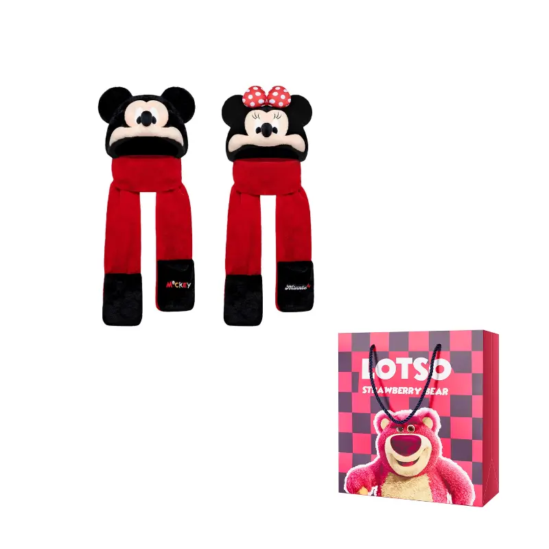 

Minnie Mouse Mickey Mouse Polyester Hoods & Plush Hats Unisex Disney, mickey mouse minnie mouse plush thermal three-piece set combination