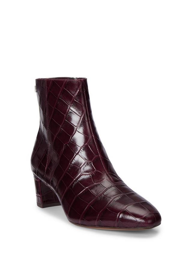 Ботинки Lauren Demi Croc из тисненой кожи Ralph Lauren, Burgundy — фото 2