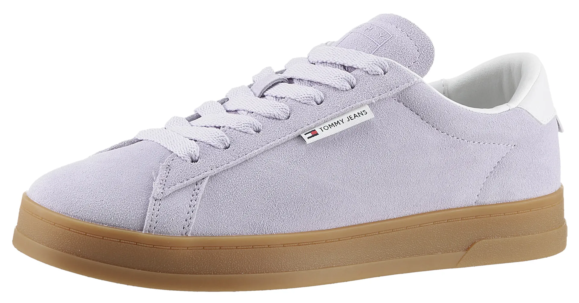 

Кроссовки Tommy Jeans "TJW COURT SNEAKER SUEDE", с боковой этикеткой, повседневная обувь, полуботинки, туфли на шнуровке, белый