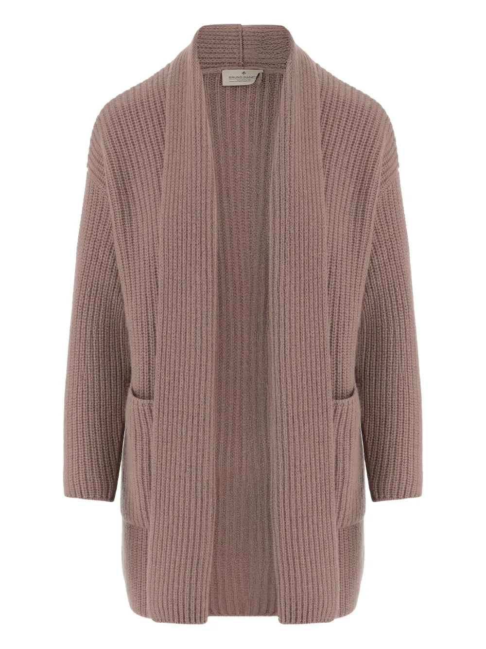 

Кардиган в рубчик с накладными карманами Bruno Manetti, коричневый