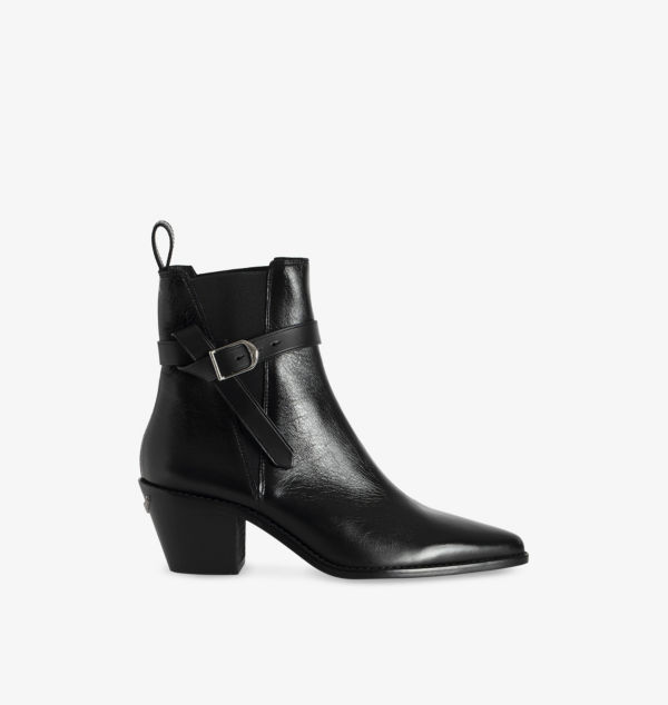 Ботильоны Tyler из кожи с пряжками и каблуком Zadig&Voltaire, цвет noir