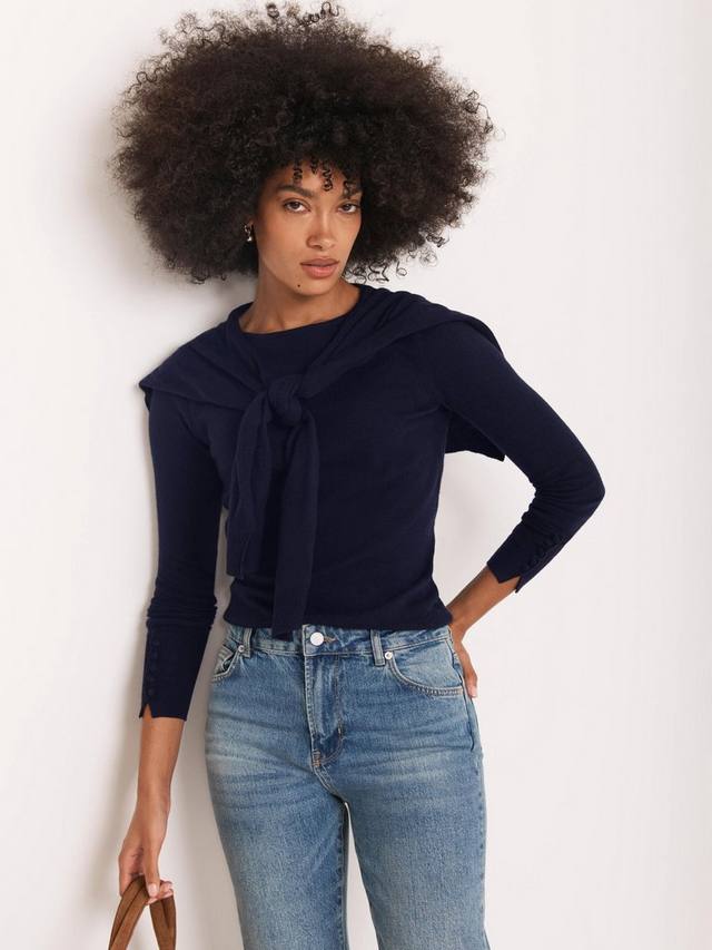 

Свитер с вязаным узором в виде шарфа Mint Velvet, Navy Blue