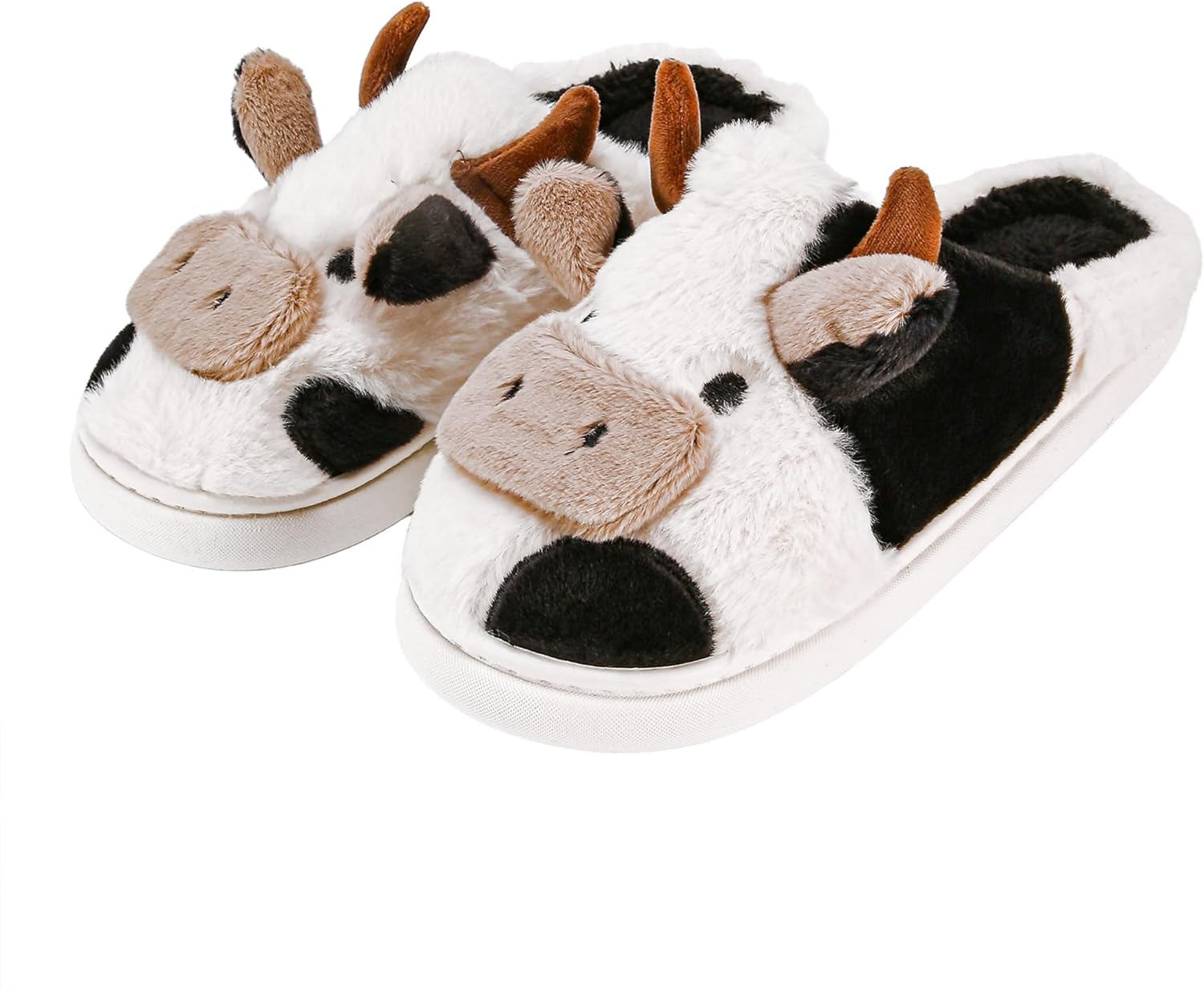 

Тапочки COVS с изображением коровы для женщин и мужчин, милые, уютные, пушистые тапочки с мультяшной коровкой для дома и улицы зимой, Cow-1(open Heel)