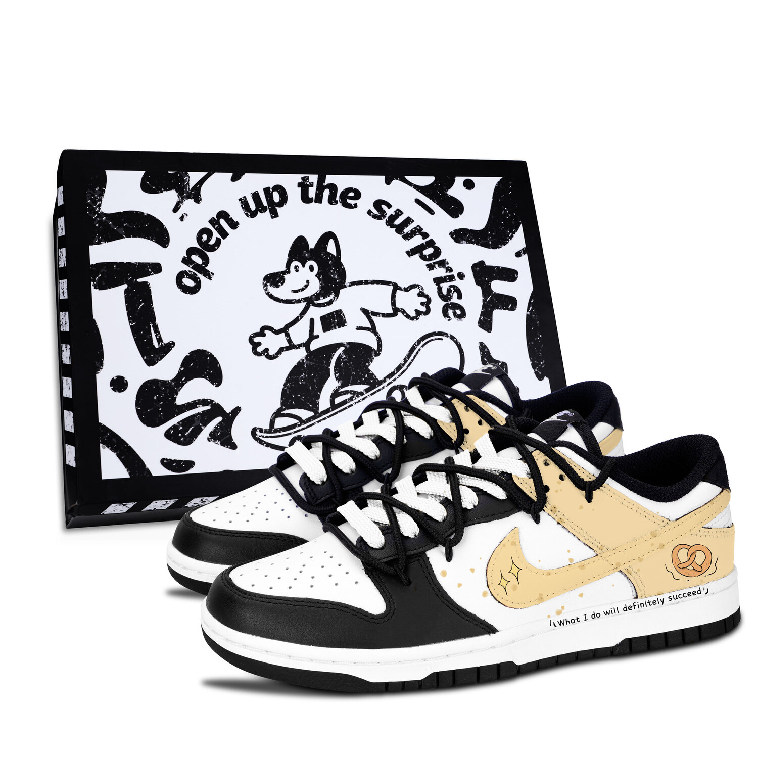 

Dunk Black White, вдохновляющие износостойкие низкие скейтборд кроссовки Unisex Nike, желтый