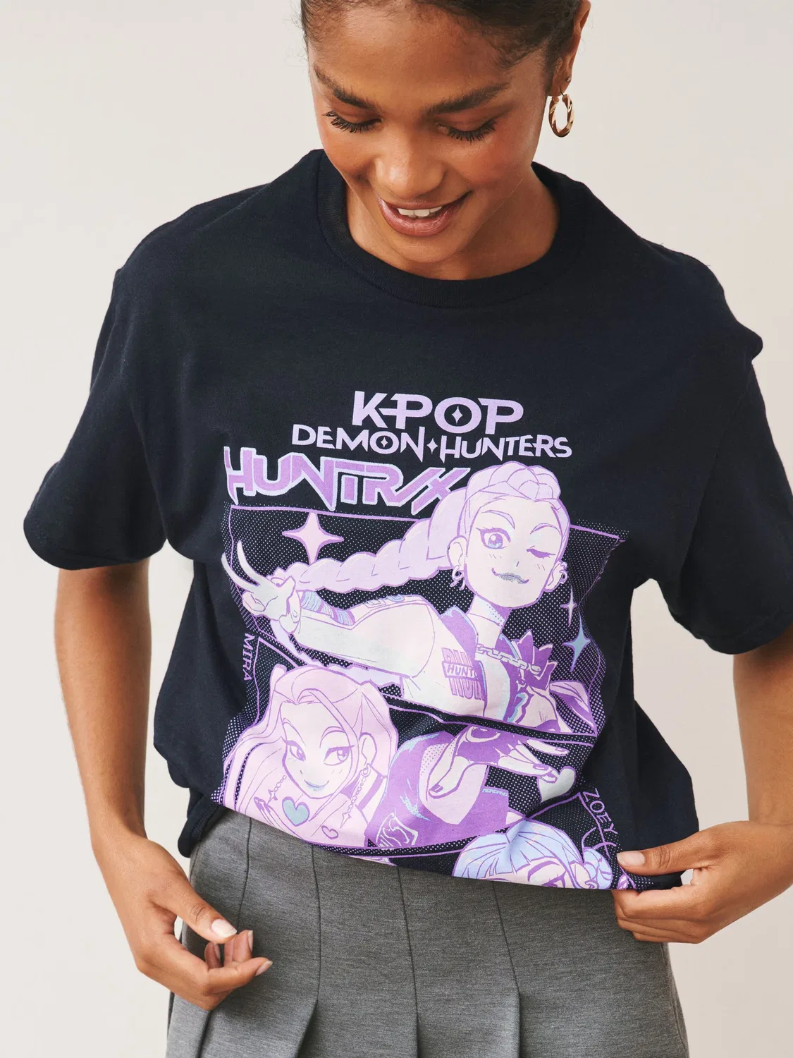 Футболка оверсайз с надписью 'Охотники на демонов в стиле K-pop' Next, Black — фото 4