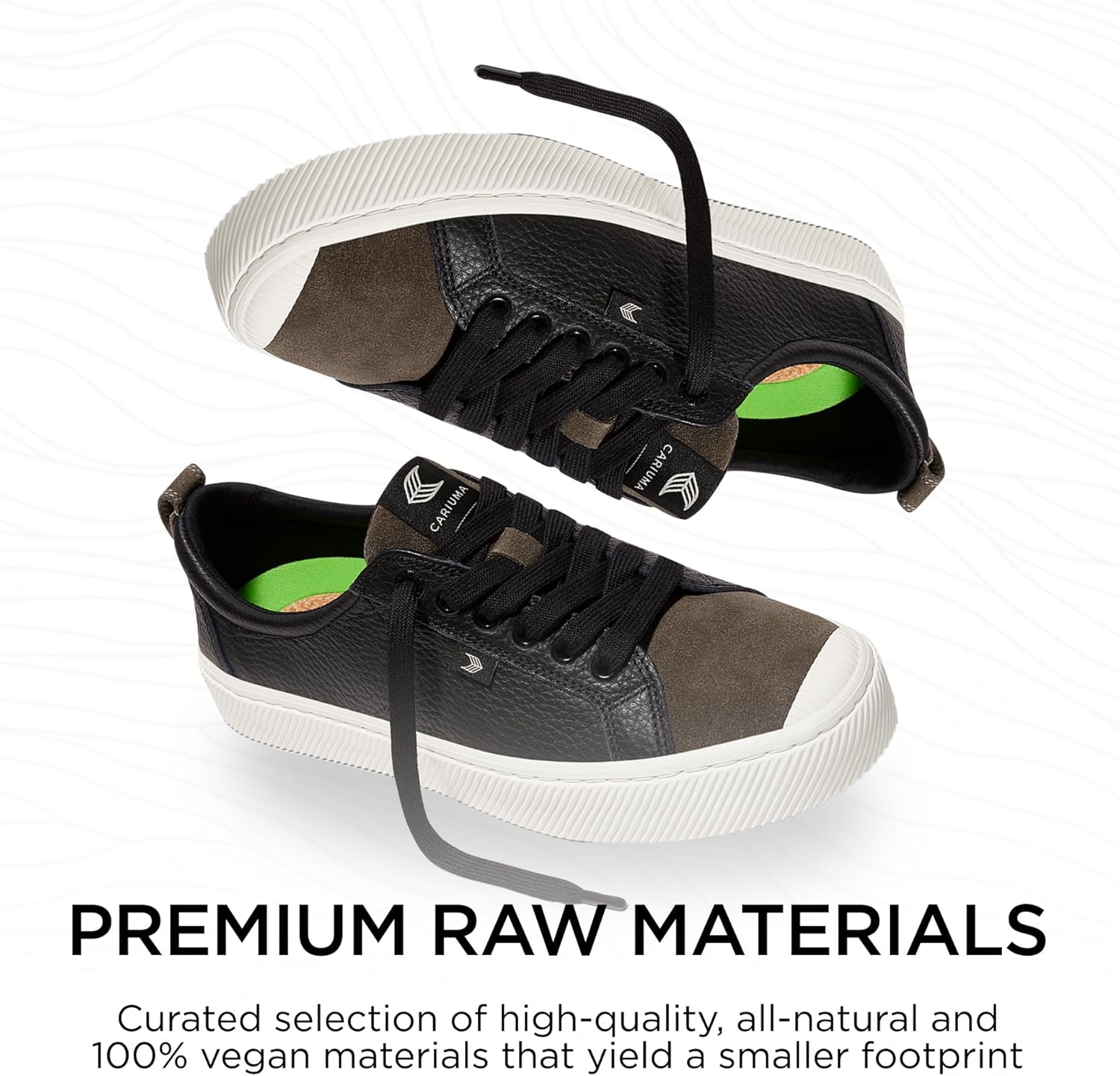 Кроссовки Cariuma OCA Low Premium Leather, удобная обувь для мужчин, легкая и экологичная, универсальная повседневная обувь с 100 веганскими стельками, резиновая подошва, черный/хаки — фото 3