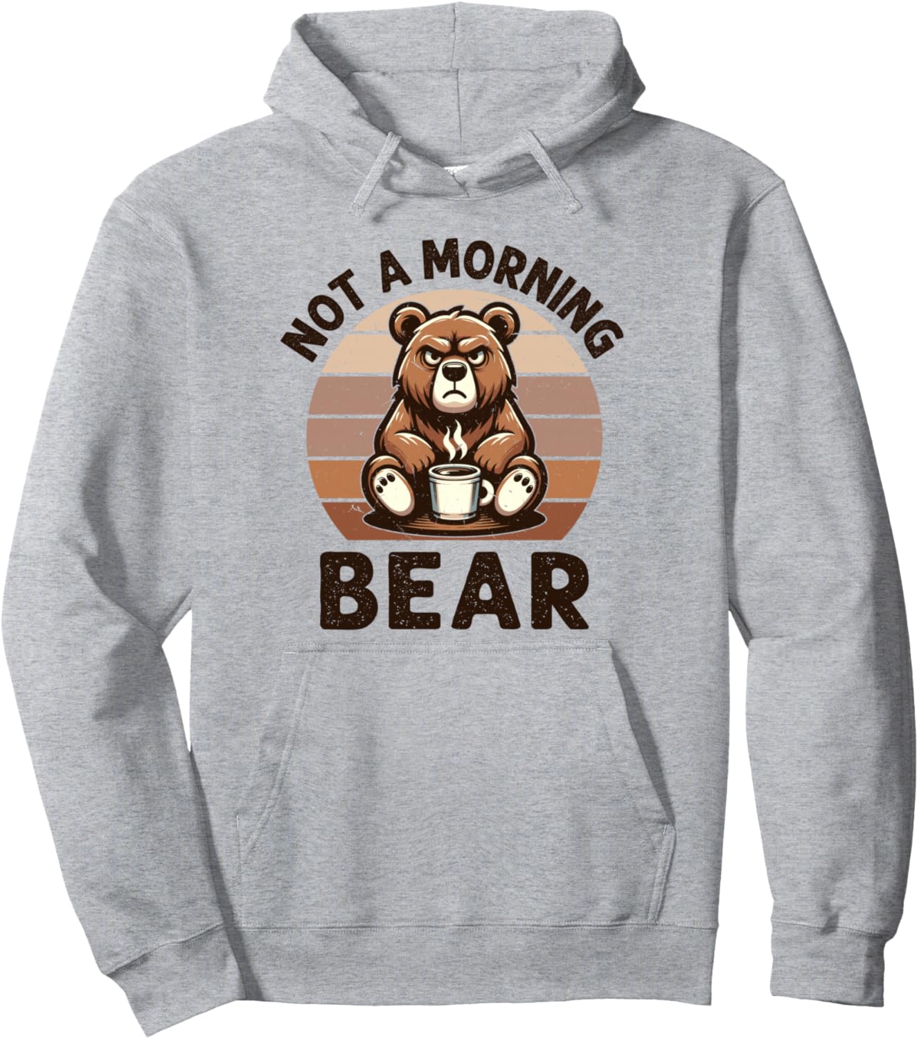 

Худи Сердитый медведь с кофе Grumpy Bear Coffee Hate Mornings Bad Mood, серый