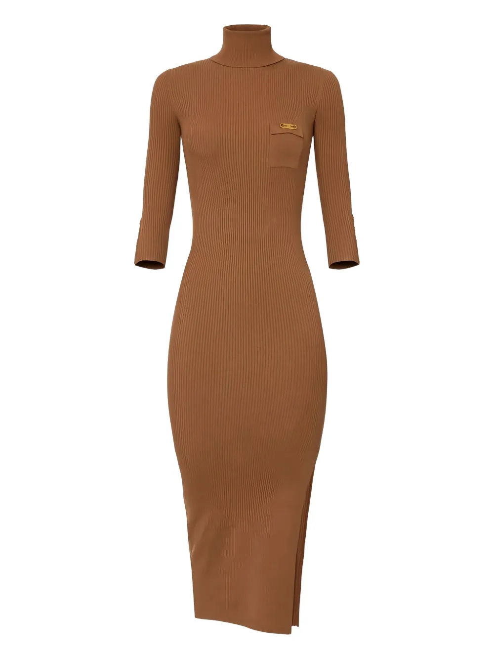 

Платье миди в рубчик с нагрудным карманом Elisabetta Franchi, коричневый