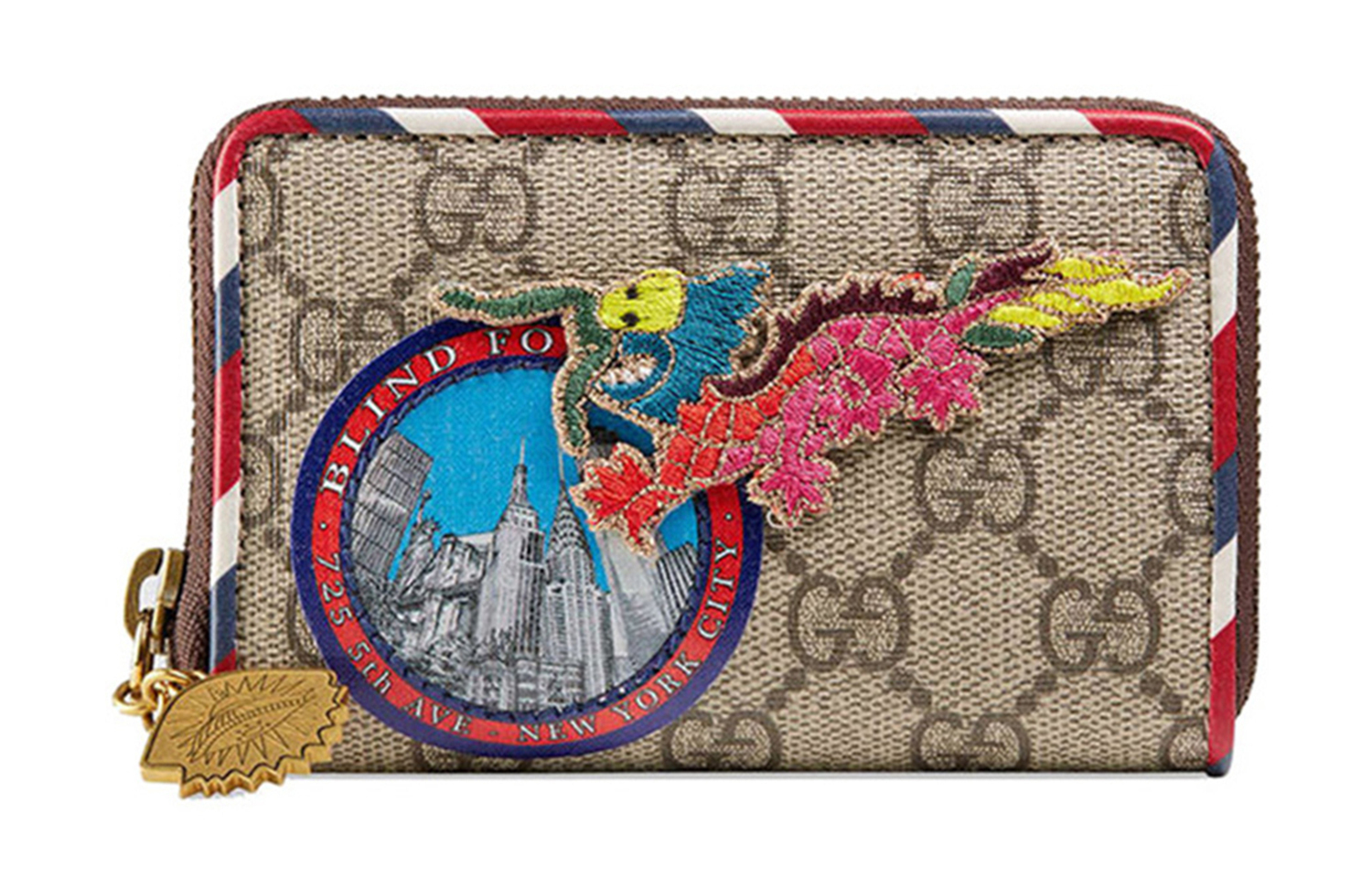 

GUCCI Холщовый кошелек с кожаным отделением для монет унисекс черный разноцветный