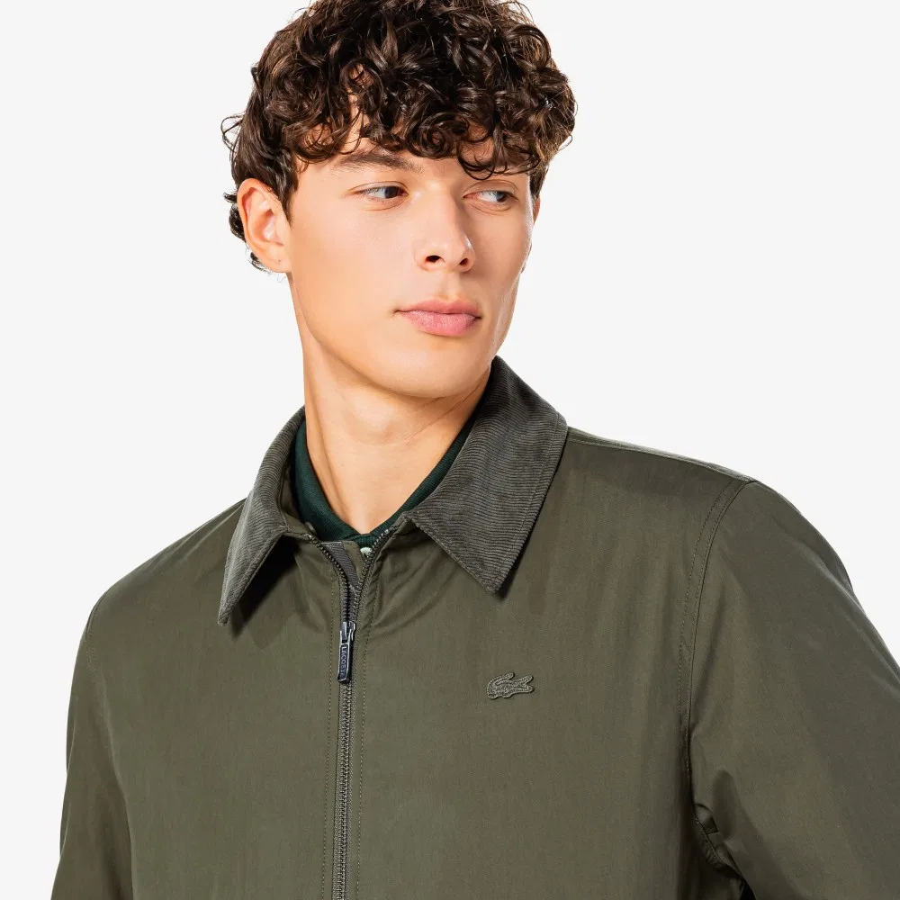Мужской пуховик с воротником шерпа коричневый от Lacoste — фото 2