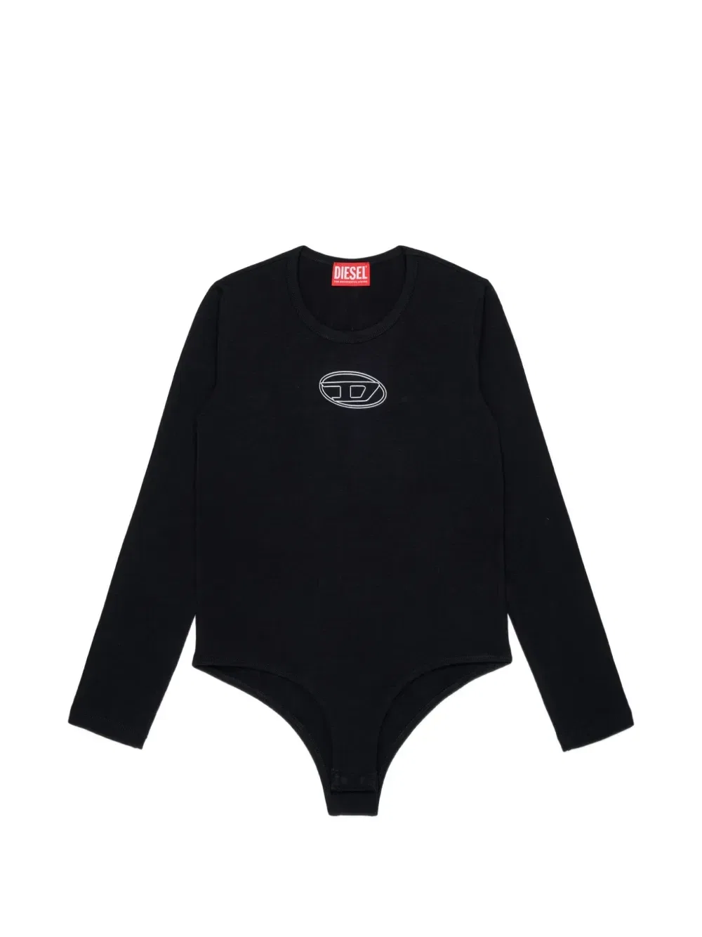 Боди с длинными рукавами и вышитым логотипом Diesel Kids, черный