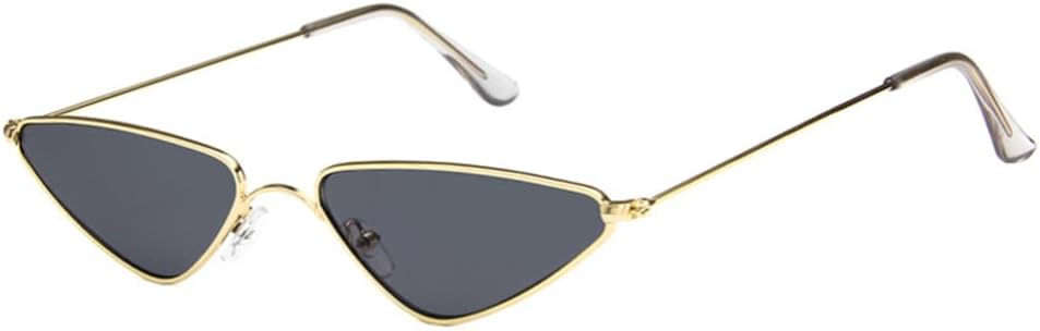 

Солнцезащитные очки ENTHYI «кошачий глаз» для женщин, ретро-очки треугольной формы узкой формы для вечеринок, металлические очки в стиле хиппи для уличных фотосессий, Gold Black