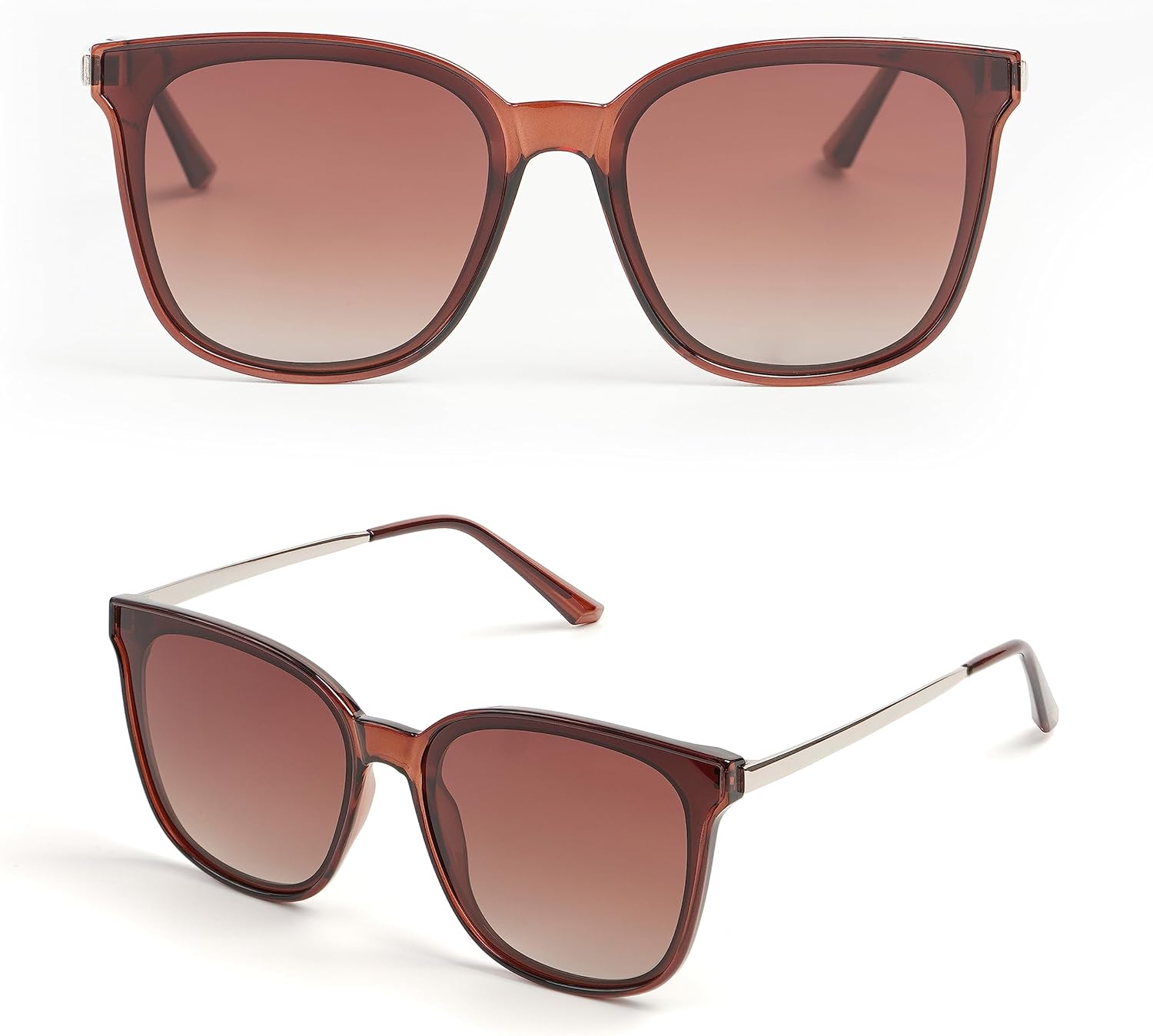 

Модные поляризованные квадратные солнцезащитные очки TAC для женщин и мужчин, увеличенная легкая оправа из материала TR90 с защитой от УФ-излучения UV400 Yaserra, Purple Tortoise