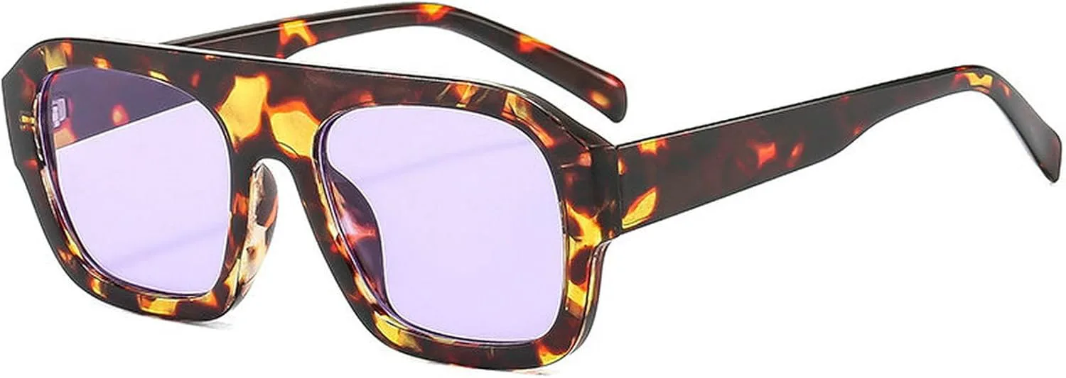 

Солнцезащитные очки COTIA квадратной формы для женщин и мужчин, модные, винтажные, классические, трендовые, прямоугольные, в стиле «пилотские», Leopard Purple