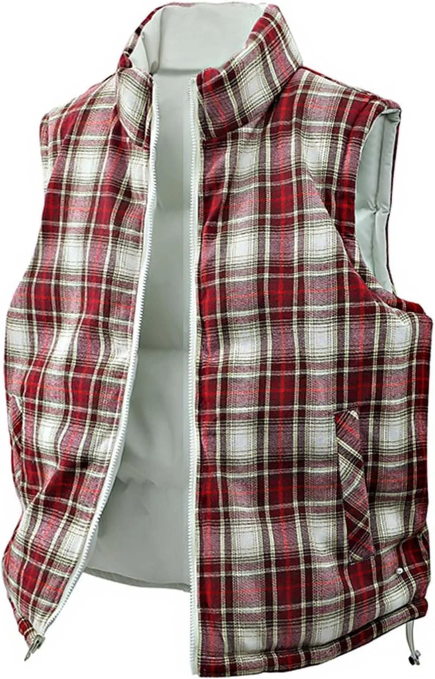 Пуховый жилет на молнии, модный стеганый жилет, зимний легкий жилет без рукавов, двусторонний, верхняя одежда с карманами Generic, белый — фото 3