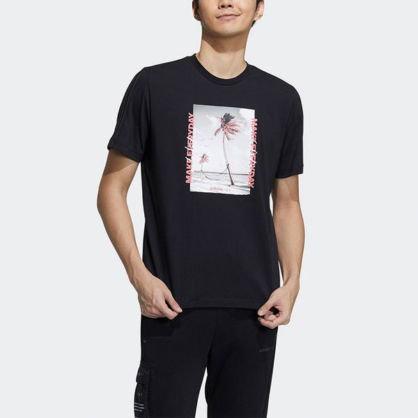 Футболка neo athleisure casual sports round neck short sleeve black Adidas, черный — фото 2