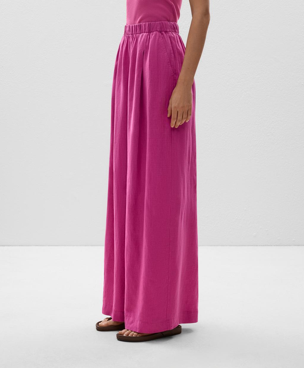 

Широкие брюки из 100% льна Oysho, цвет Fuchsia