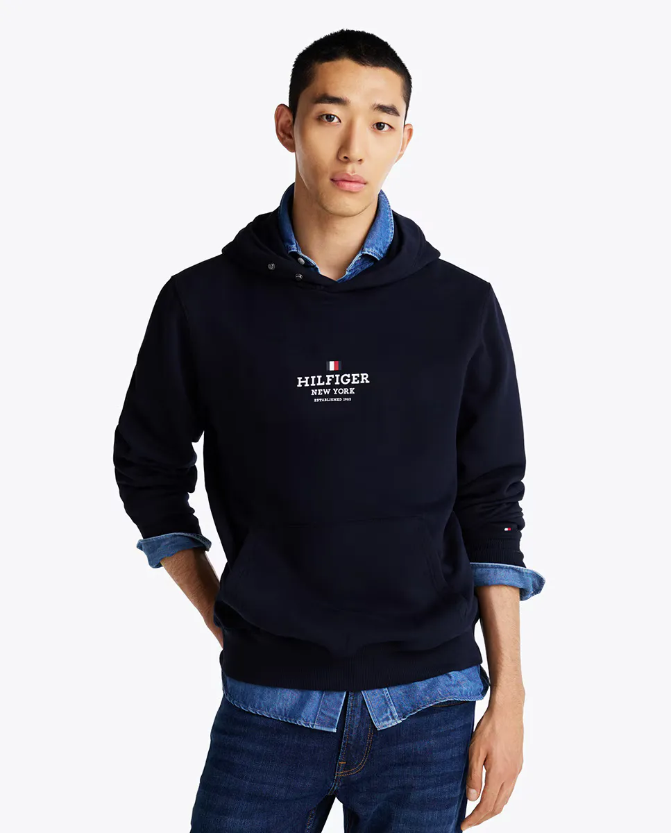 

Мужская толстовка с капюшоном с передним карманом Tommy Hilfiger, темно-синий