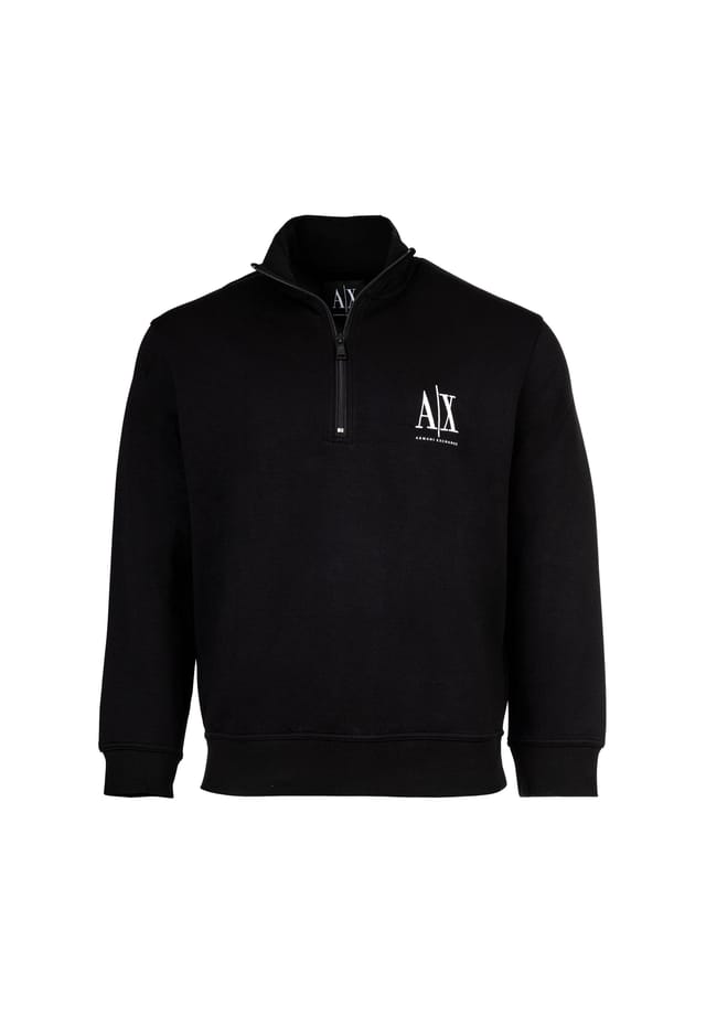 

Свитшот с воротником-стойкой и полумолнией - логотип хлопковая смесь Armani Exchange, черный