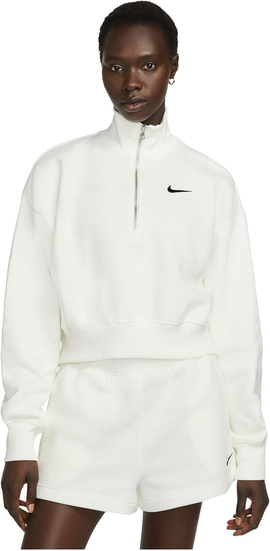 

Толстовка Nike Sportswear Phoenix Fleece 1/4-zip Cropped Sweatshirt, цвет Sail/Black