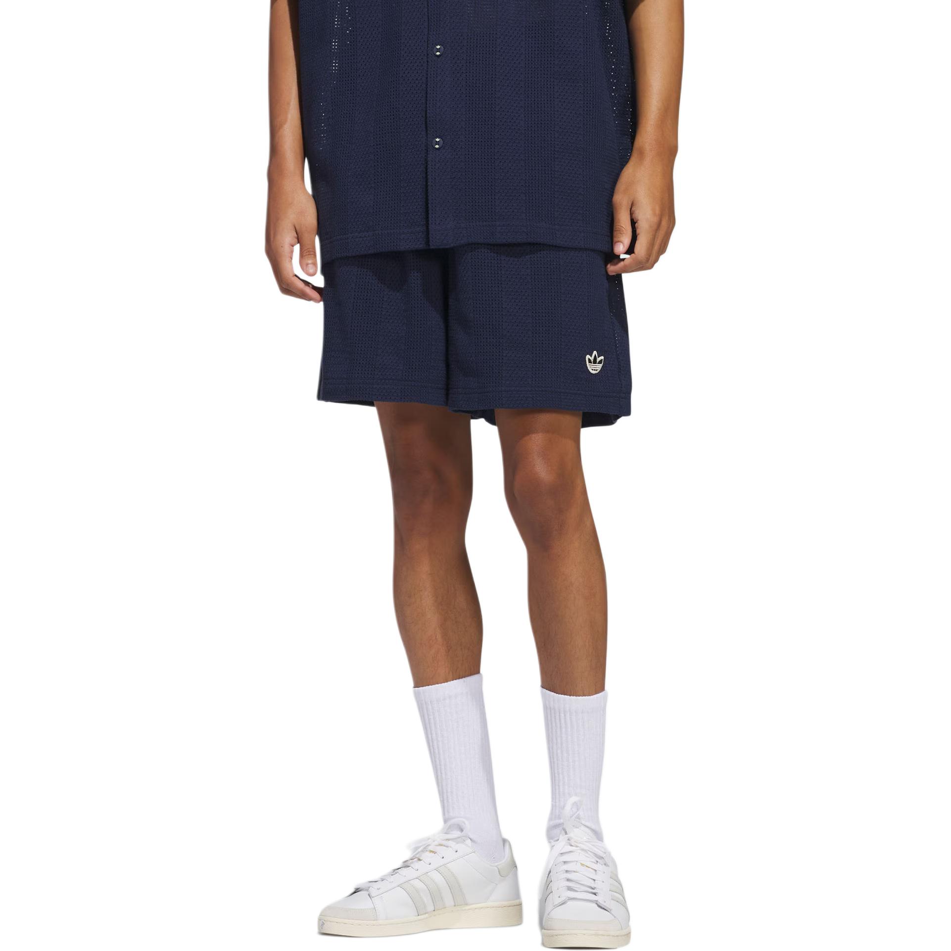 Adidas Originals Шорты спортивные вязаные unisex dark indigo/wonder white — фото 3
