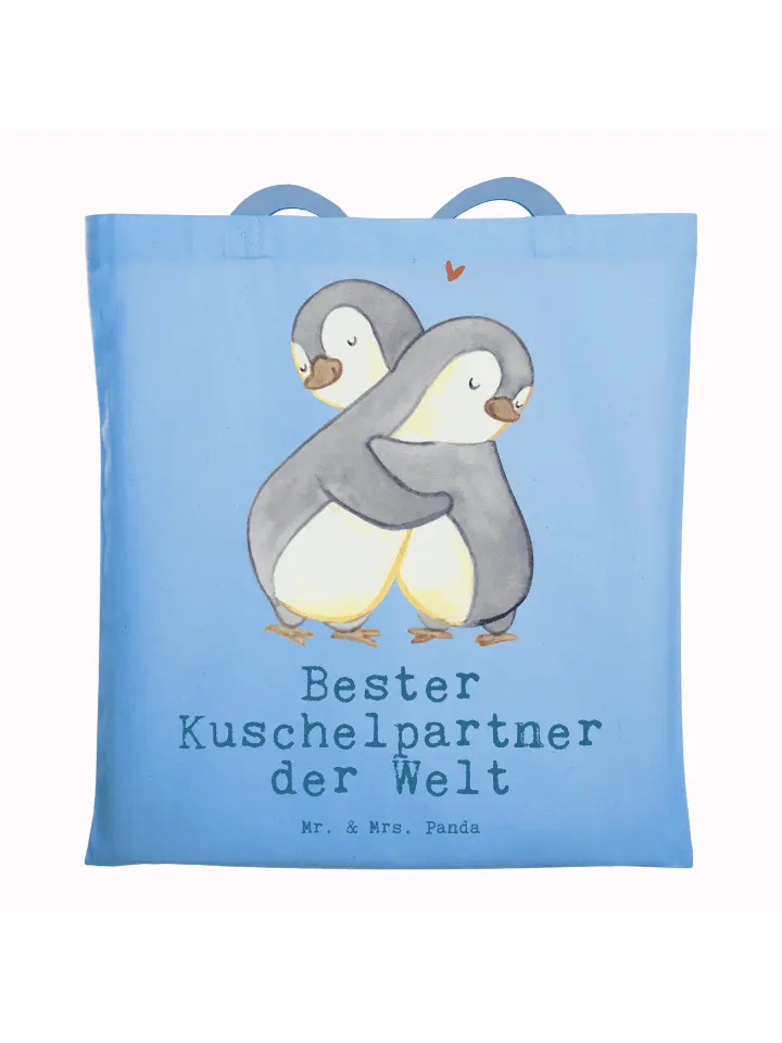 

Сумка для переноски Mr & Mrs Panda Pinguin Bester Kuschelpartner der W, небесно-синий