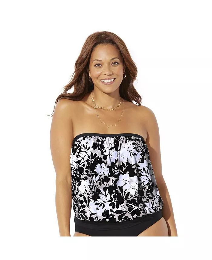

Женский топ-бандо с блузоном Tankini Swimsuits for All, мультиколор
