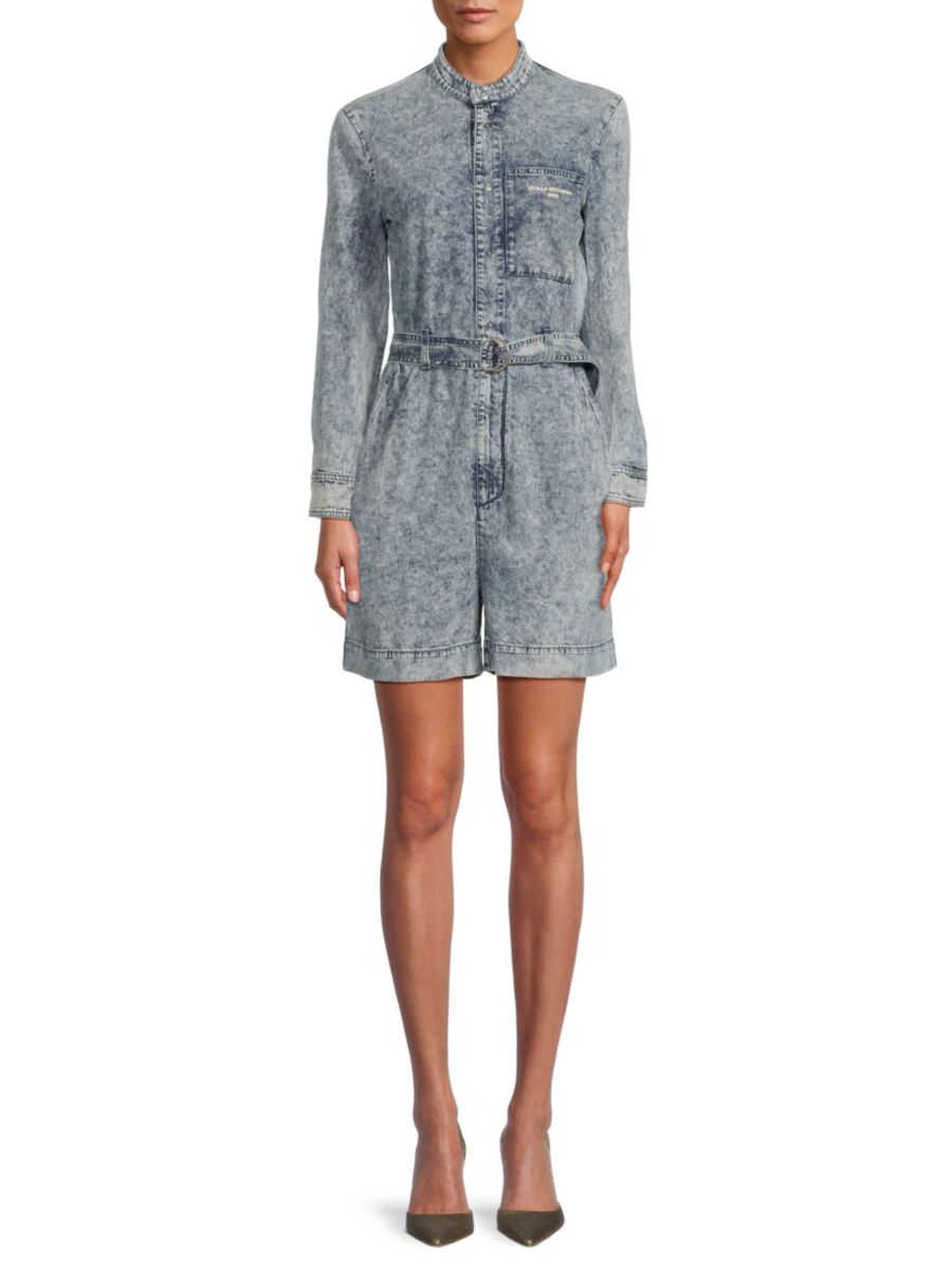 

Джинсовый комбинезон из стираного хлопка с поясом Stella McCartney, цвет Eighties Blue
