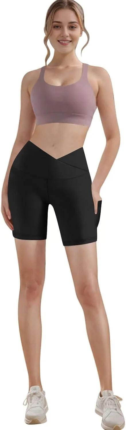 Высокие шорты для тренировок с карманами, Soft Workout Yoga Shorts Pack, Solid Color — фото 2