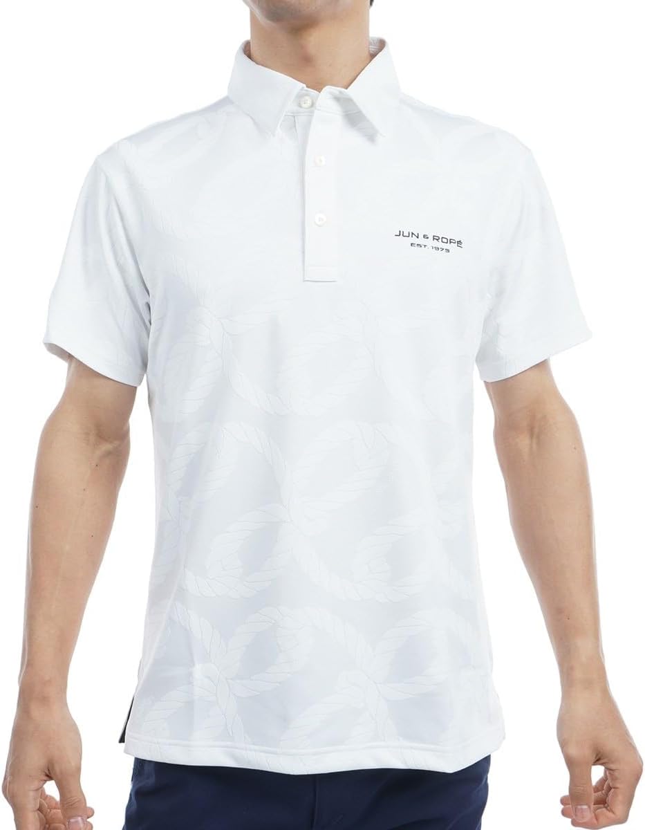 

Мужская рубашка-поло Jun & Lope, защита от УФ-излучения, впитывающая влагу, быстросохнущая, с узором в виде веревки, жаккардовая, с коротким рукавом Jun & Rope