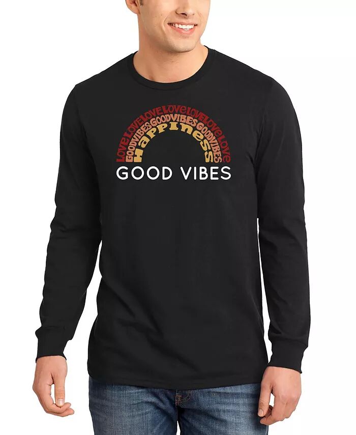 

Футболка мужская Good Vibes Word Art с длинным рукавом LA Pop Art, черный