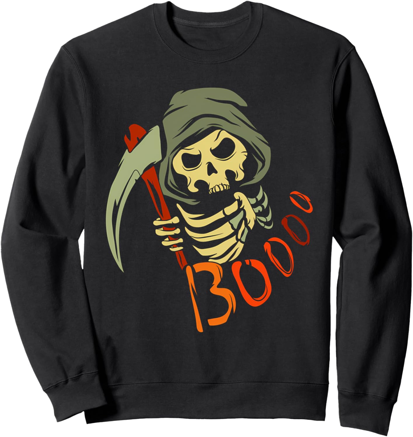

Страшный скелет Смерти с косой в руках, толстовка на Хэллоуин Boo Undead Apparel, черный