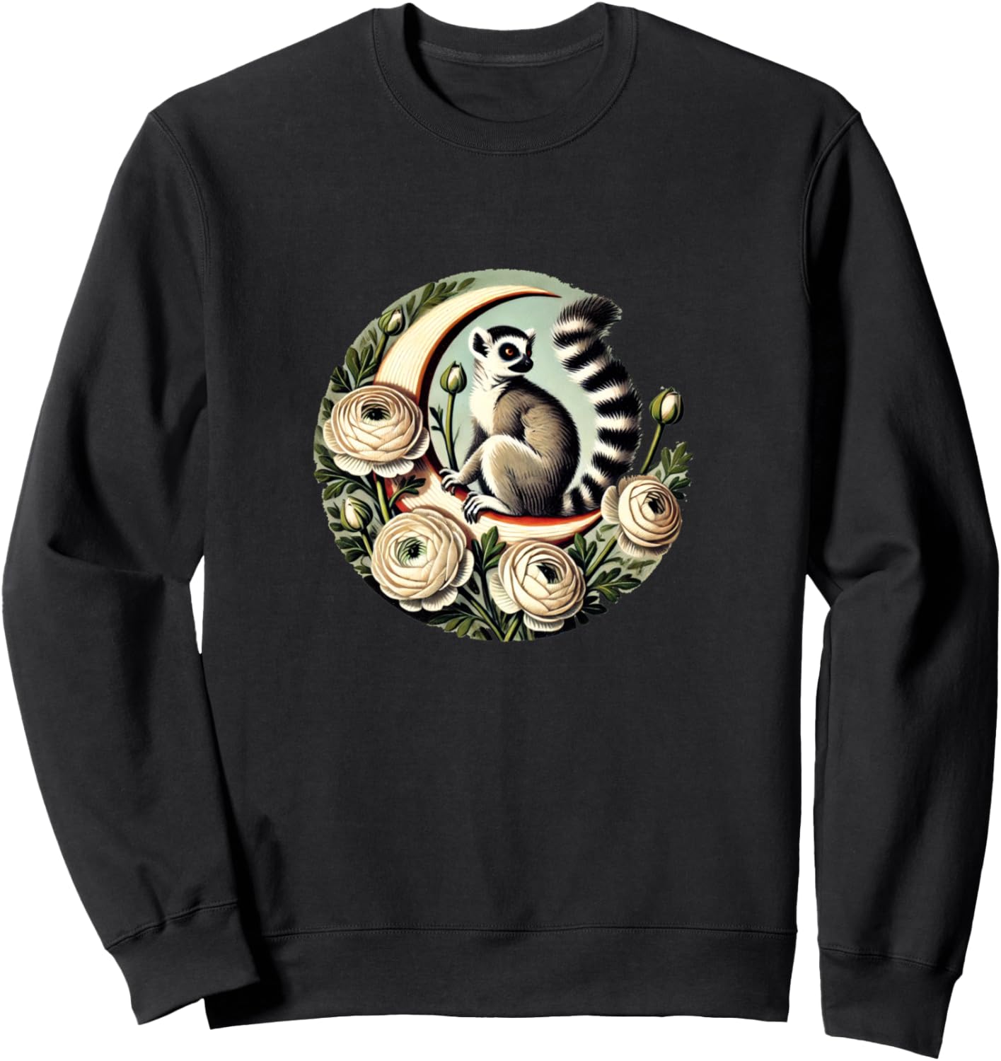 

Толстовка с цветочным принтом и изображением лемура Vintage Lemur Love Snugg, черный