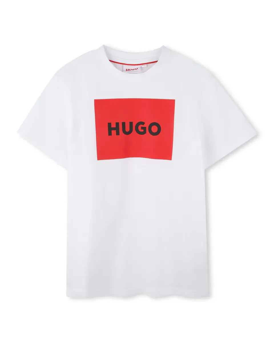 

Футболка для мальчика из 100% хлопка с логотипом спереди Hugo, белый