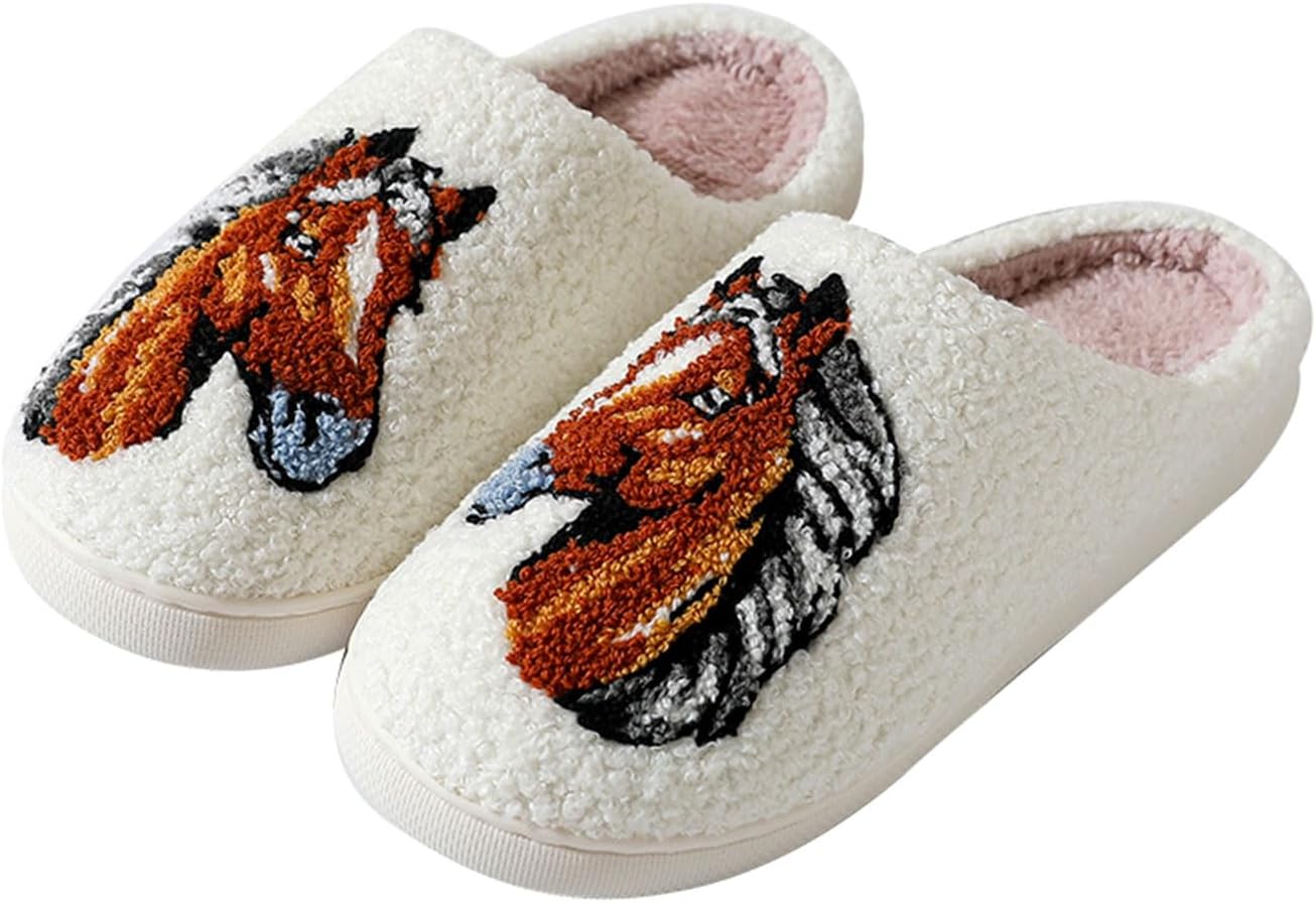 

Рождественские тапочки Titype, милые праздничные тапочки, теплые домашние тапочки для женщин и мужчин, пушистые тапочки для улицы и дома, тапочки для спальни, домашняя обувь для дам, Horsehead