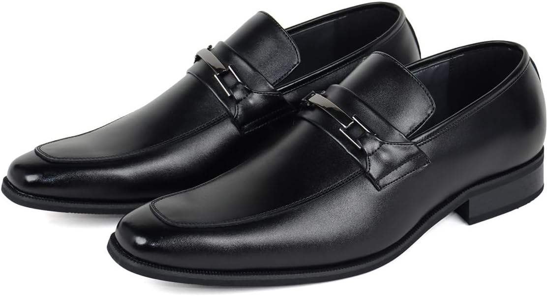 

ZINC(ジンク) Мужские деловые кожаные лоферы с пряжкой, черные, формальные туфли, черный