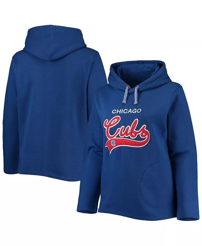 

Женский пуловер с капюшоном больших размеров Royal Chicago Cubs с разрезом по бокам Soft As A Grape