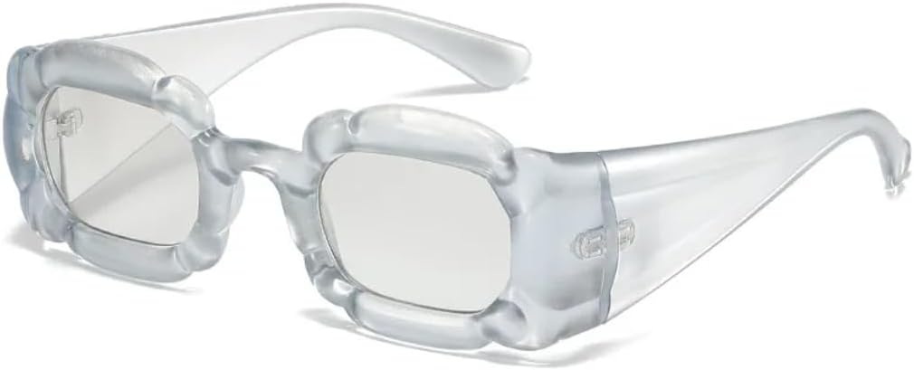 

Квадратные солнцезащитные очки для женщин, конфетные цвета, панк-стиль, винтажные градиентные, для мужчин, нестандартная форма, защита от УФ-излучения UV400 UATXTAU, Silver