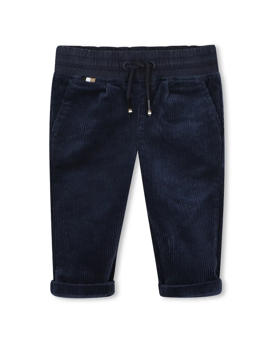 

Брюки для младенцев из вельвета с регулируемым шнурком BOSS Kidswear, темно-синий