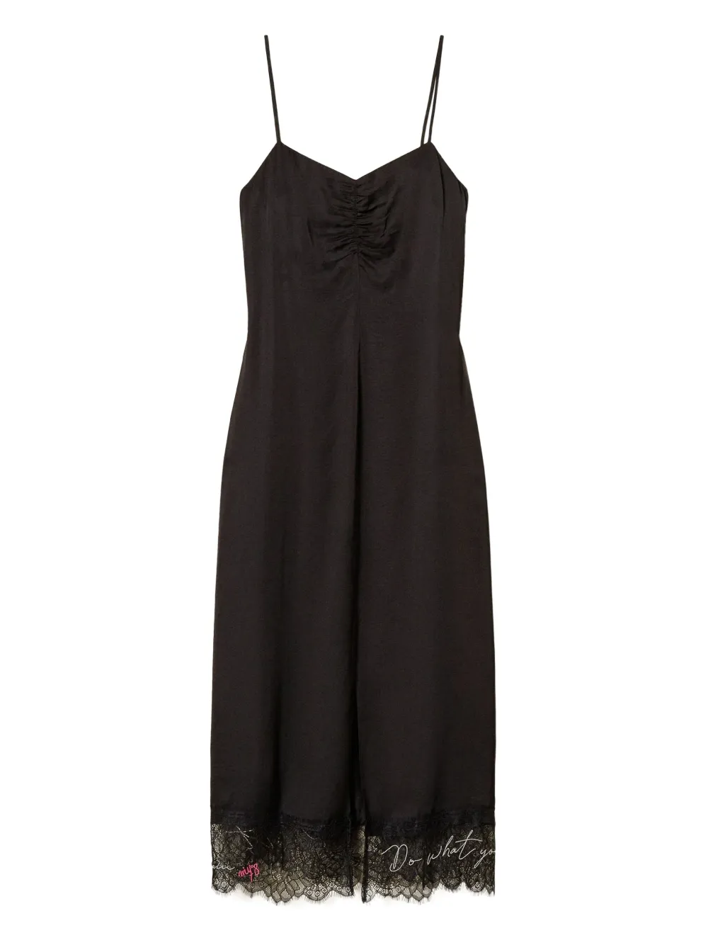 

Платье-комбинация с кружевом TWINSET, черный