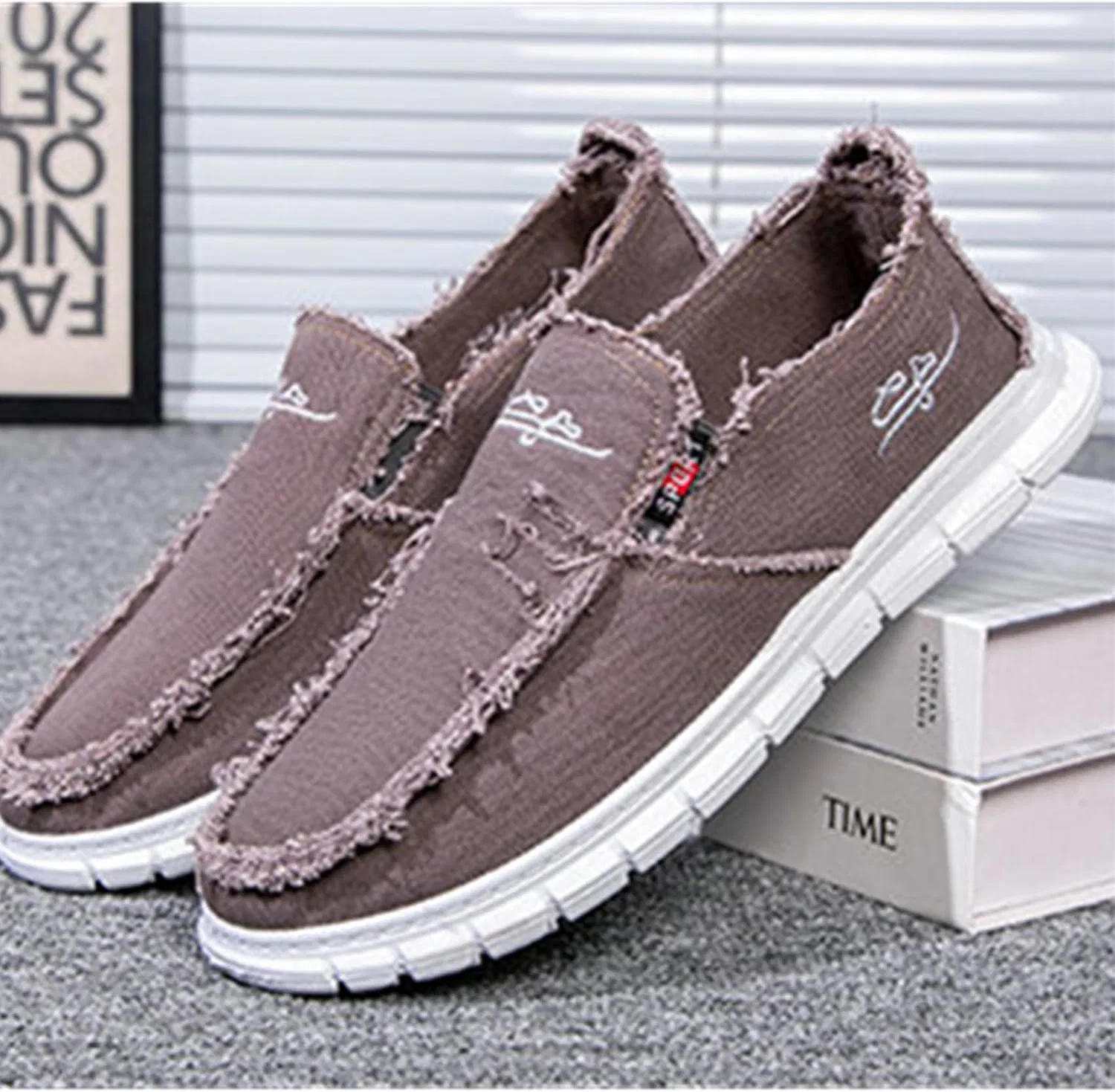 Мужские лоферы на каждый день, широкие, Casual Canvas, Boat Shoes, фиолетово-серый SywzX&xfybz — фото 4